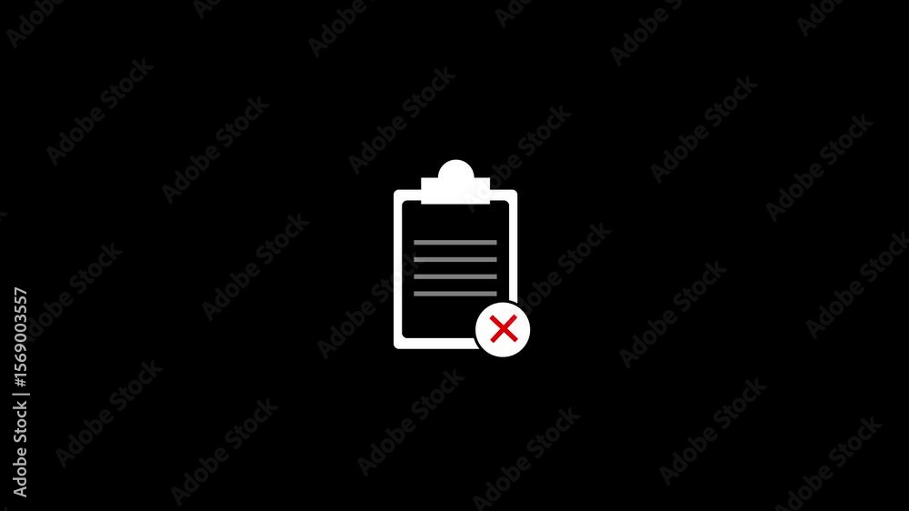 Poster animated clipboard checklist. document with tick marks representing business approval and task compl