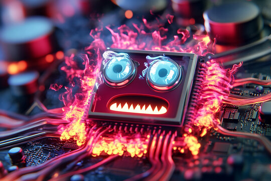 Funny Cartoon CPU Overheating