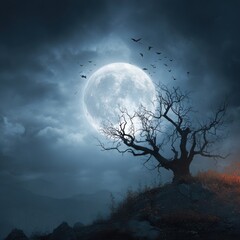 Fototapeta premium halloween full moon background