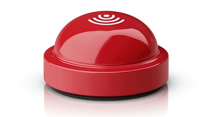 Red, rounded button with a white radio wave icon, likely used for signaling or alarms