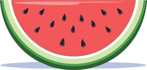 Watermelon slice. Concept of healthy lifestyle. Natural ripe fresh summer food. Hand drawn flat vector illustration isolated on white background.colourful, colours, graphic, juicy, signs, vitamin, 