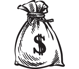 money business icon vector hand draw