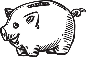 piggy bank business icon vector hand draw
