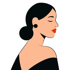 Woman with stylish bun, back view