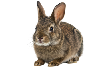 A CloseUp View of a Brown Rabbit isolated on transparent baackground
