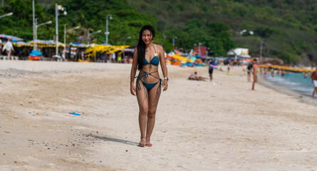 Pretty Thai Girl in Bikini on Beach