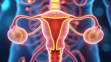 Female reproductive system uterus ovary fallopian tube hormonal imbalance endocrine system anatomy medical illustration
