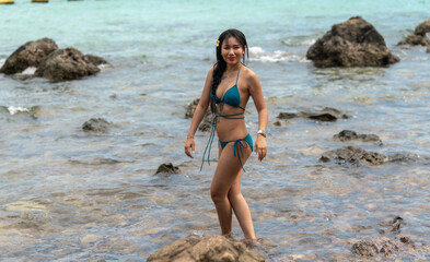 Pretty Thai Girl on Beach in Thailand