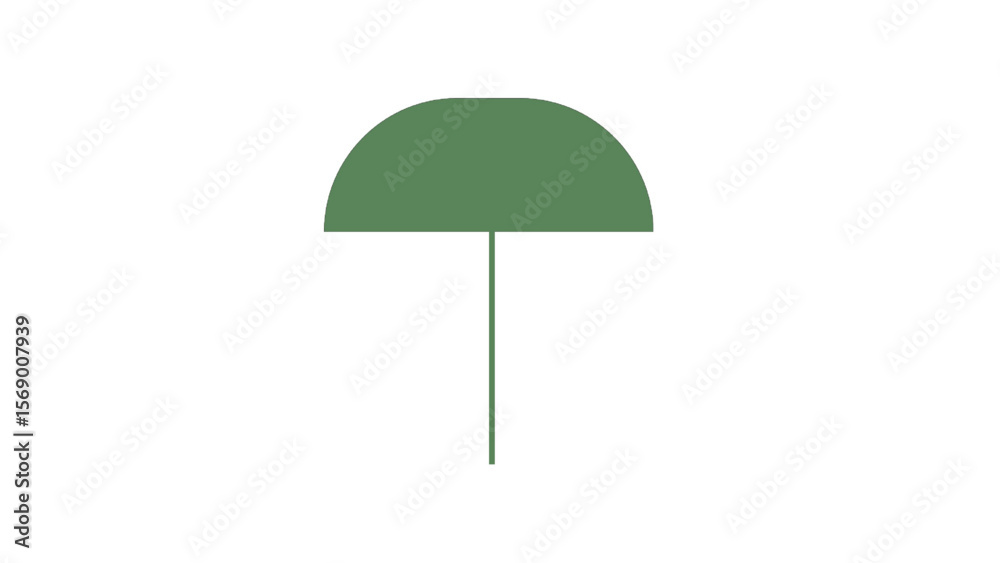 Fototapete abstract green umbrella: a minimalist rendering of a verdant umbrella against a clean backdrop, embo