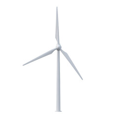 An isolated wind turbine against a transparent background showcases renewable energy and sustainable technology, symbolizing environmental responsibility.