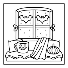 vector illustration of a halloween coloring book