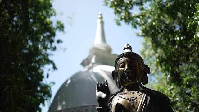 A Statue of Buddha at the Gangaramaya Temple in Colombo