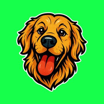 Vibrant cartoon dog illustration animation, transparent 4K video, green screen