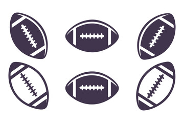 Fototapeta premium American football silhouette icon set. Vector symbols of balls for sports game design and team logos.