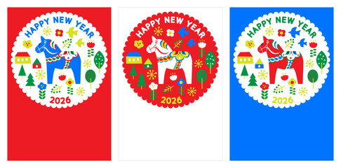 午年のダーナラホースの年賀状2026　セット