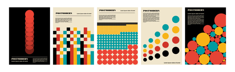 Artworks, posters inspired postmodern of vector abstract dynamic symbols with bold geometric shapes, useful for web background, poster art design, magazine front page, hi-tech print, cover artwork