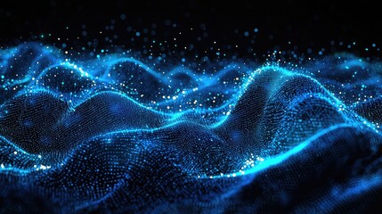 Abstract digital wave pattern of luminous points.