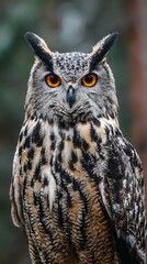 Fototapeta premium Owl's Gaze: Piercing Wildlife Portrait