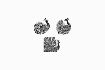 Indian Peafowl bird vector silhouettes image made by adobe illustrator. eps