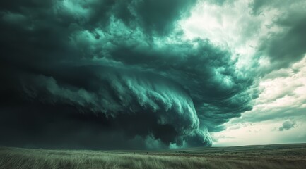 Massive storm cloud over a field