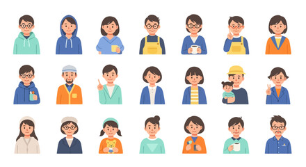 Diverse People Avatars: Cartoon Character Set
