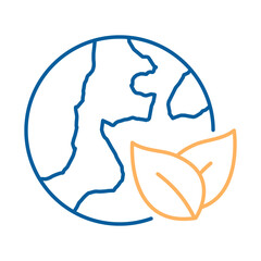 Fototapeta premium Simple Line icon of Sustainability – Earth and Leaf Representing Eco-Friendly AI Practices on Transparent Background. .