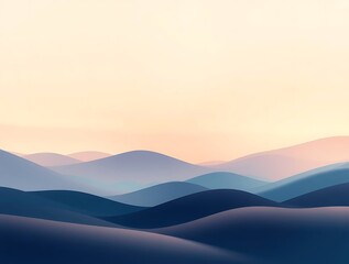 Serene undulating hills with soft pastel gradient background scenery
