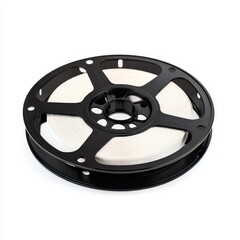 White tape on black reel, studio shot