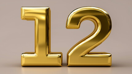 Golden number 12 displayed in 3D design