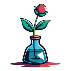 vector illustration of a vase with flowers White Background