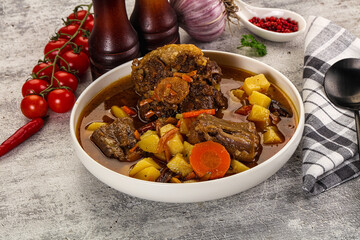 Gourmet Oxtail beef soup with vegetables
