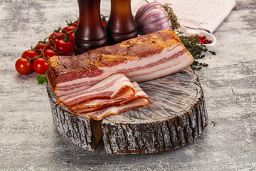 Fat bacon cut with slices