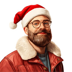 senior man wearing santa hat