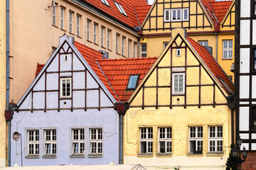 Gothic rooftops of ancient houses in the Old Town of Gdansk
