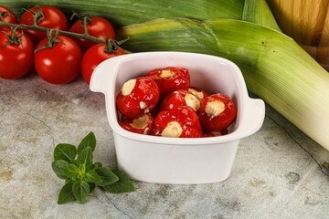 Sweet piquant cherry pepper stuffed cheese