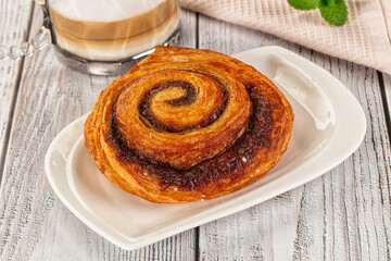 Homemade cinnabon swirl pastry with cinnamon