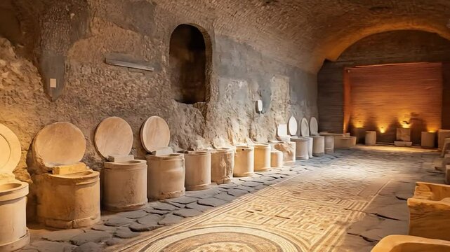 Ancient Roman Public Toilet: Ostia Antica Archaeological Site Exploration
