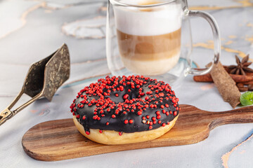 Glazed chocolate sweet donut dessert