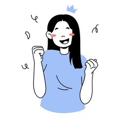 Illustration of Woman Celebrating Success with Confetti