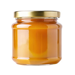 glass jar of honey with golden lid