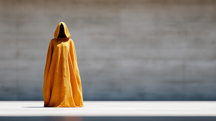 Mysterious Hooded Figure in Yellow Robe