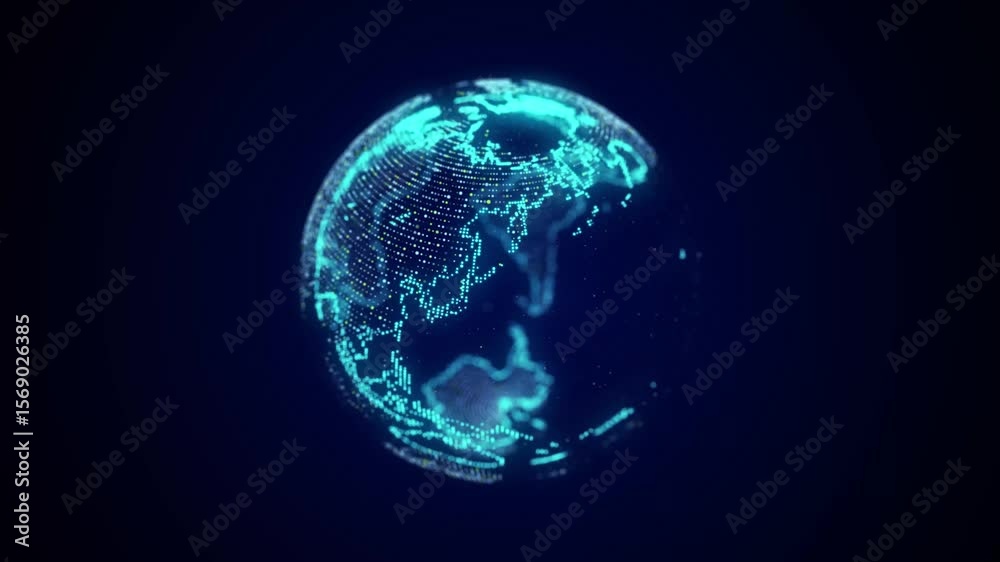 Poster futuristic digital concept of planet earth in cyberspace. global network connection. science and tec