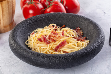 Italian pasta spaghetti with bacon