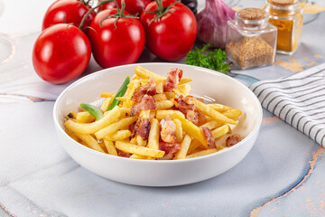 French fry potato with bacon