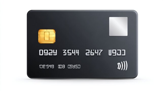 Black credit card, chip, contactless, realistic illustration