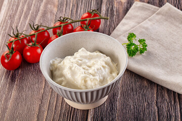 Italian delicous stracciatella young soft cheese
