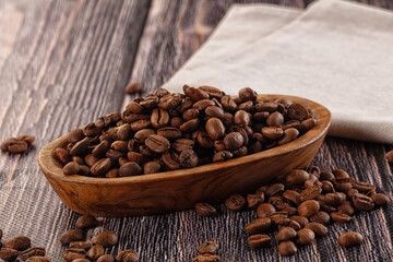 Roasted brown araboca coffee beans