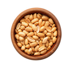 Roasted Peanuts in wooden bowl isolated on transparent background