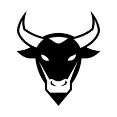 Minimalist bull head icon with sharp horns for strength energy and sports themes