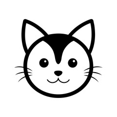 Clean cat face design in simple outline for animal care and pet grooming services